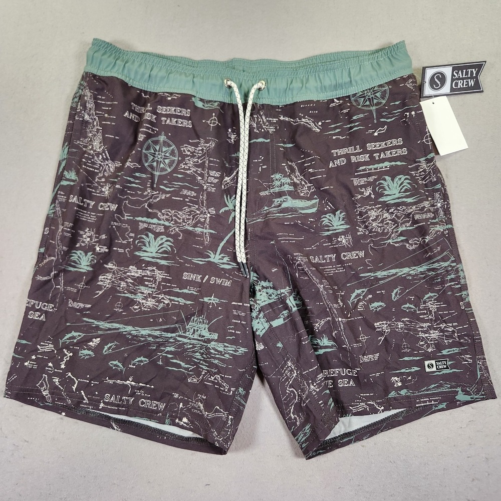 Men's Salty Crew Island Time Quick Dry Multi Stretch Board Shorts Swim 32 NWT